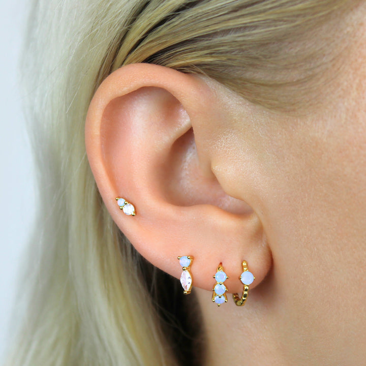 Capri Blue Opal Hoop Earrings