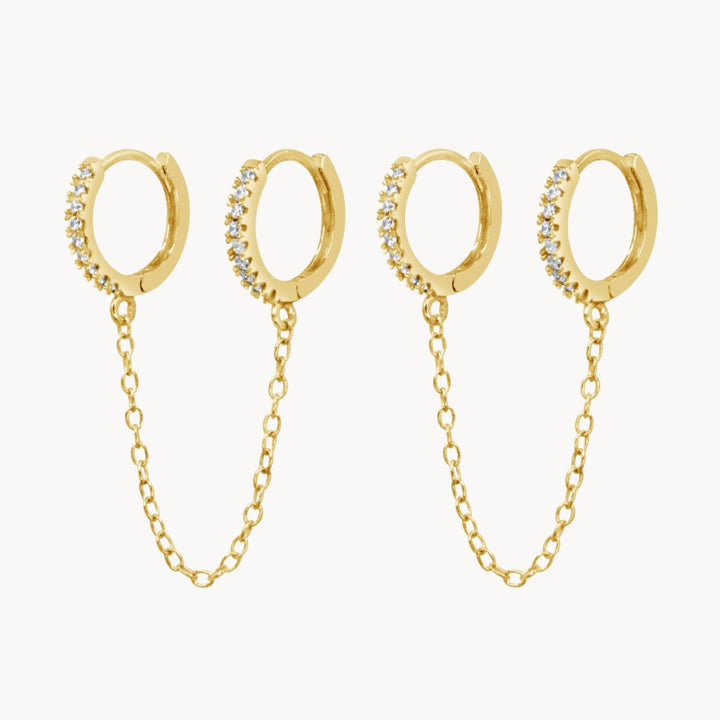 Chained Pavé Huggie Hoops - Lucky Eleven Jewellery