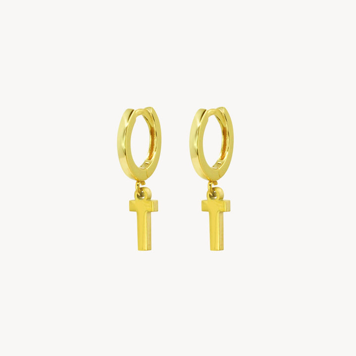 Minimal Initial Hoop Earrings - Lucky Eleven Jewellery