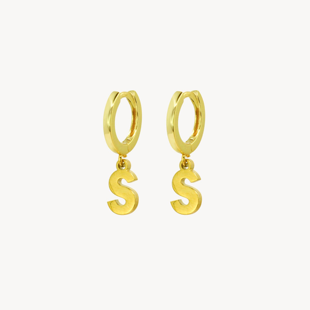 Minimal Initial Hoop Earrings - Lucky Eleven Jewellery